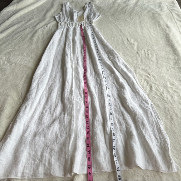 Terzo Millennio NWT Linen White Italy Sleeveless Midi Dress M - Picture 5 of 11